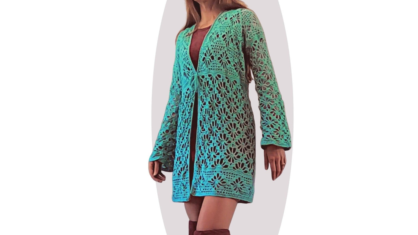 Crochet Cardigan / Kimono Pattern - Aster - Mermaidcat Designs