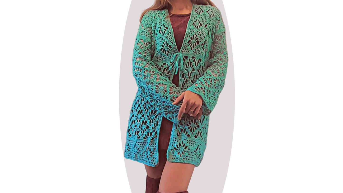 Crochet Cardigan / Kimono Pattern - Aster - Mermaidcat Designs