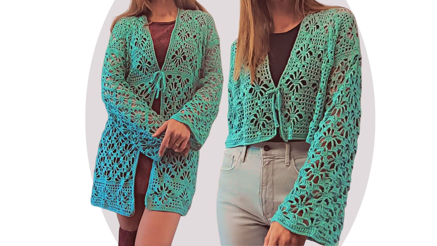 Crochet Cardigan / Kimono Pattern - Aster - Mermaidcat Designs