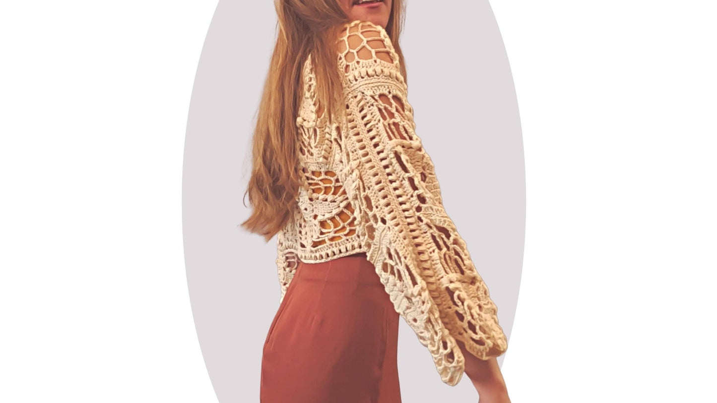 Crochet Cardigan Pattern - Western Wildflower - Mermaidcat Designs