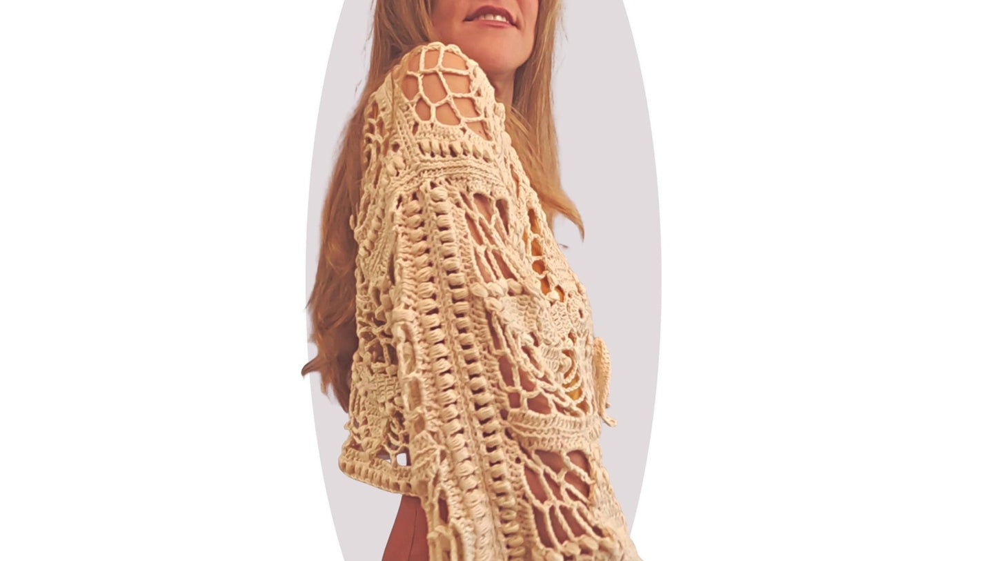 Crochet Cardigan Pattern - Western Wildflower - Mermaidcat Designs