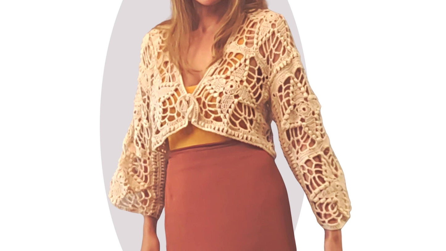 Crochet Cardigan Pattern - Western Wildflower - Mermaidcat Designs