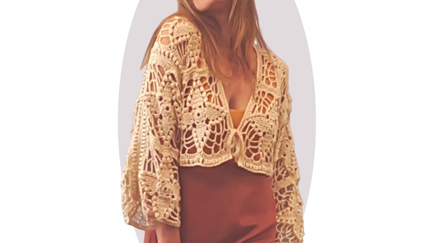 Crochet Cardigan Pattern - Western Wildflower - Mermaidcat Designs