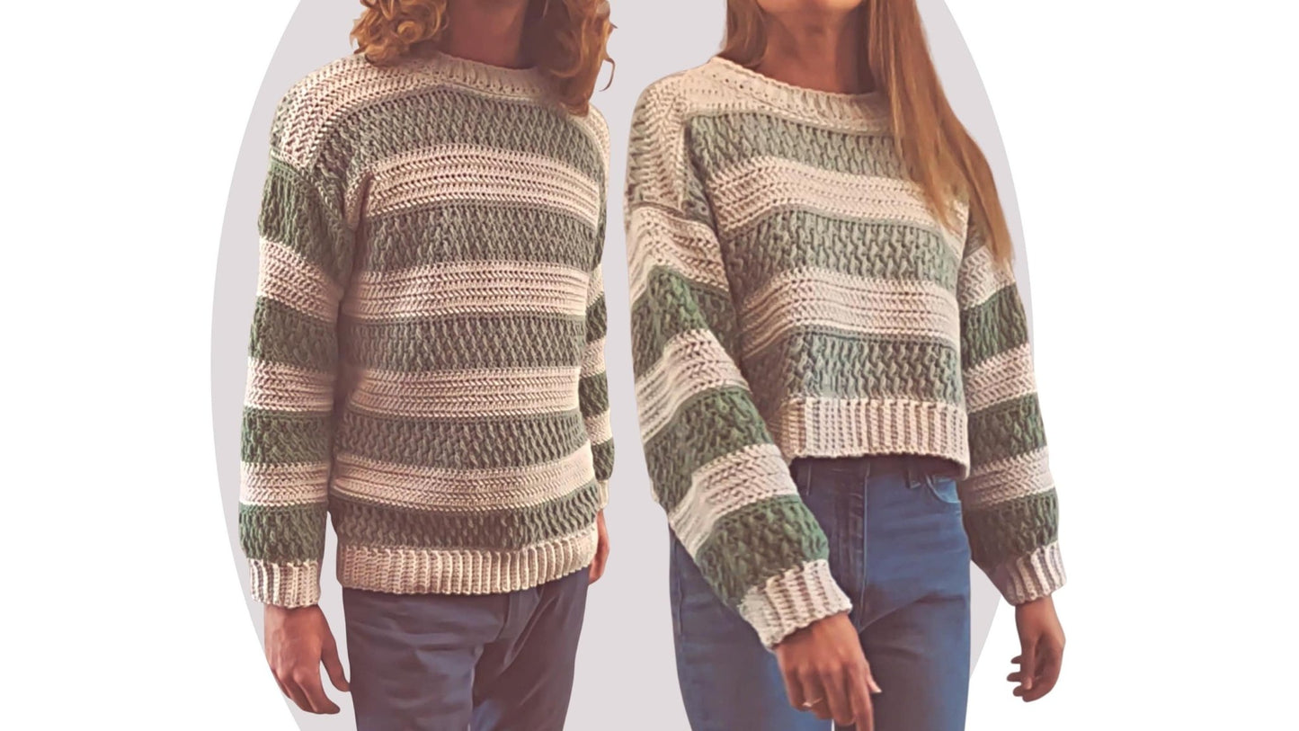 Crochet Sweater Pattern - Cozy - Unisex - Mermaidcat Designs