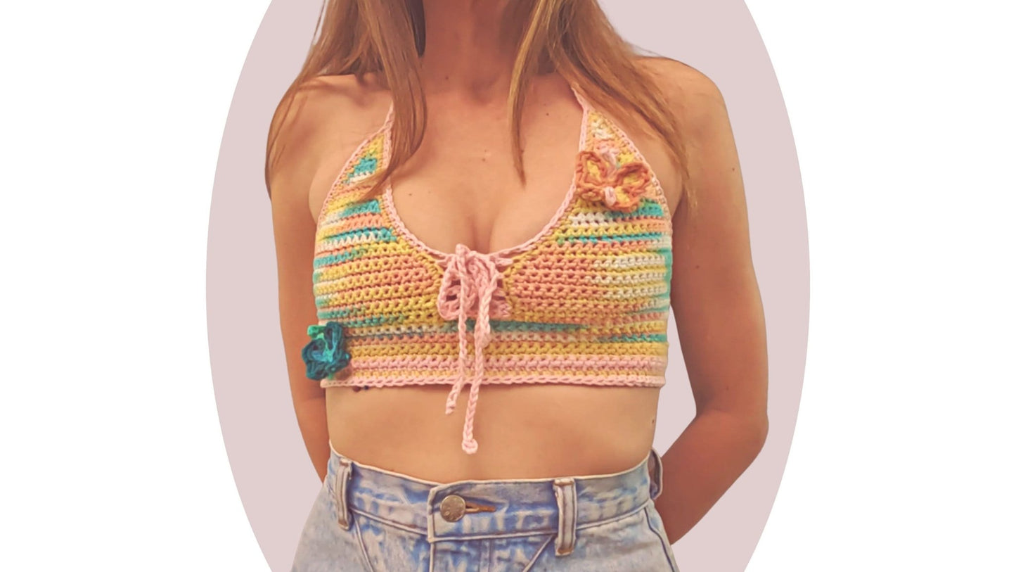 Crochet Top Pattern - Y2K Butterfly - Mermaidcat Designs