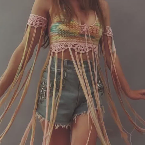 Crochet Top Pattern Fringe Collection - Akashic -