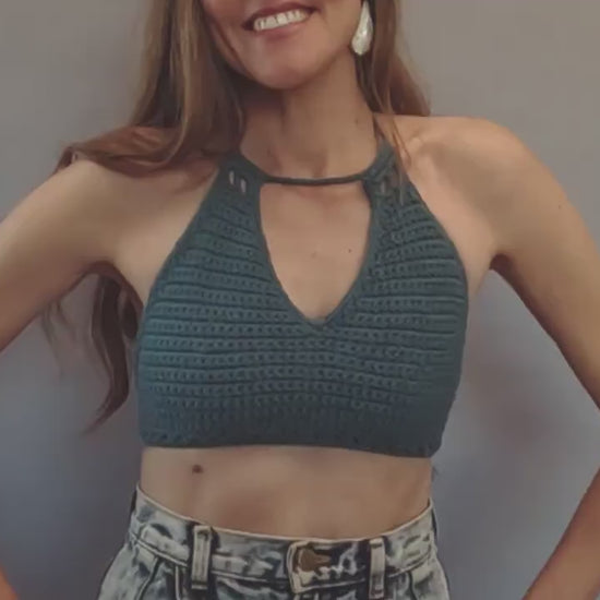 Beginner Crochet Pattern -Voyager- Easy Crochet Top Pattern Women Crochet Pattern Simple Crop Top Festival Halter Crop PDF Instant Download