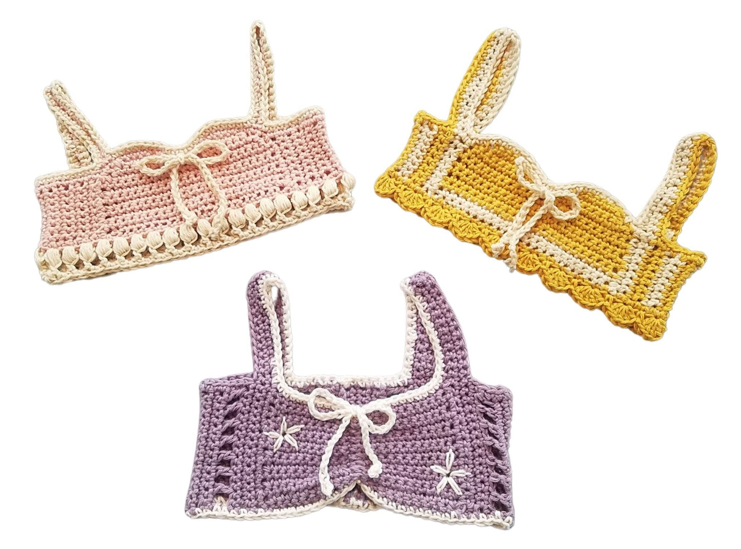Infant / Toddler Crochet Pattern Bundle - 3 Crop Tops - Mermaidcat Designs