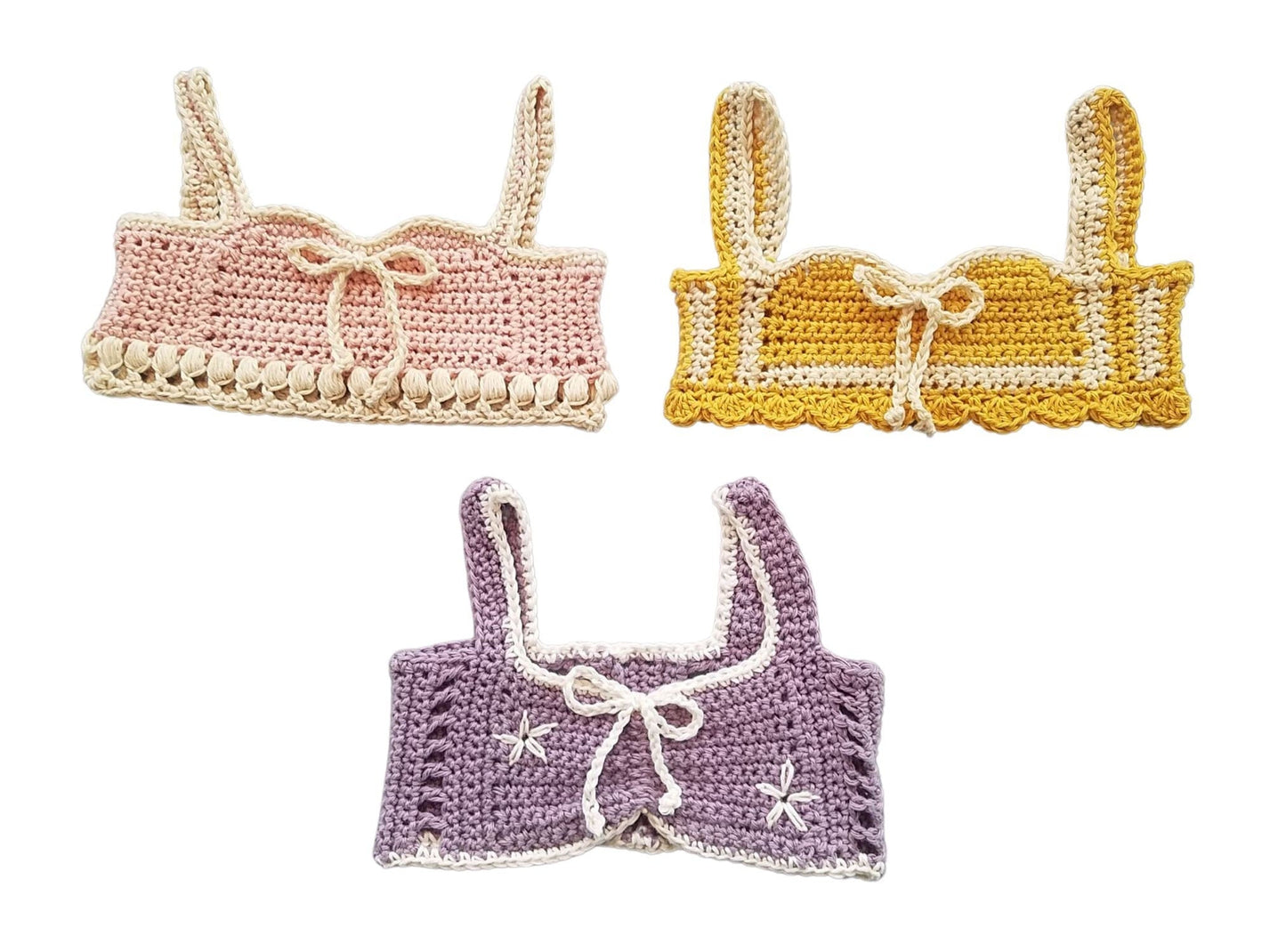 Infant / Toddler Crochet Pattern Bundle - 3 Crop Tops - Mermaidcat Designs